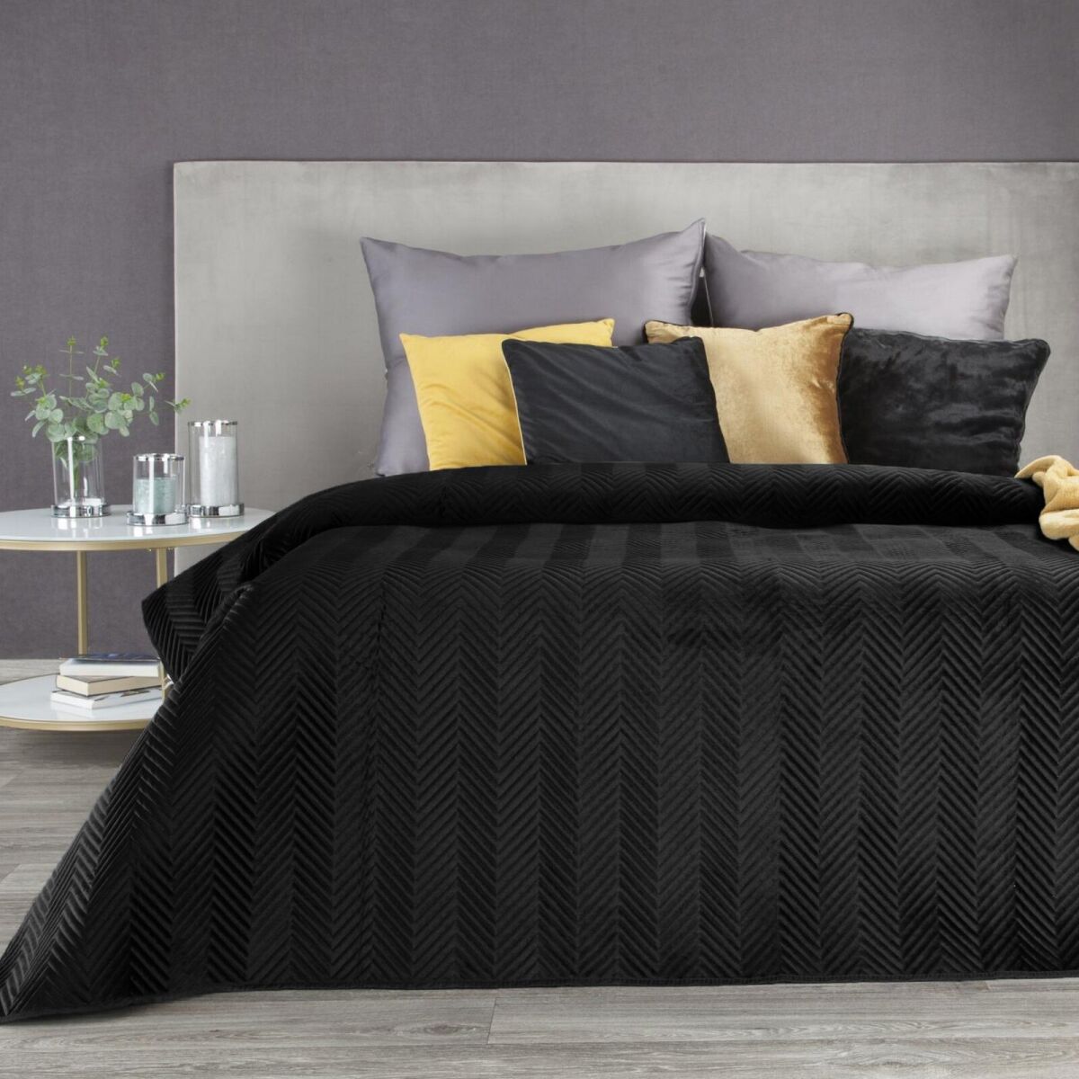 Bedspread Sofia Black 200 x 220 cm