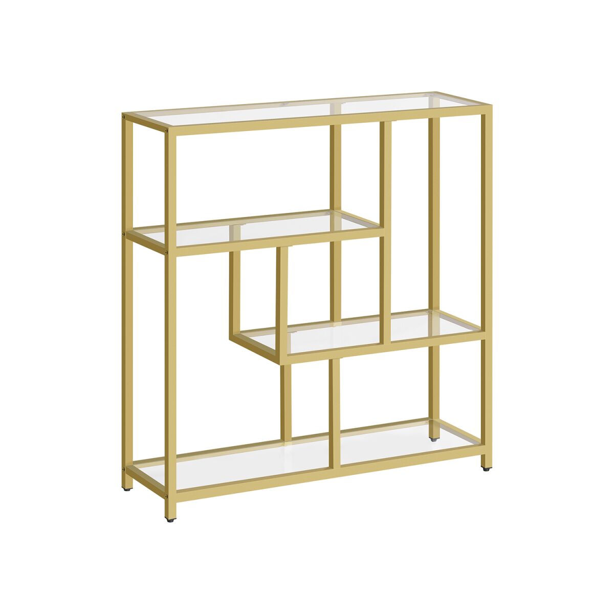 Bookshelf with 4 Shelves, Transparent-Pale Gold