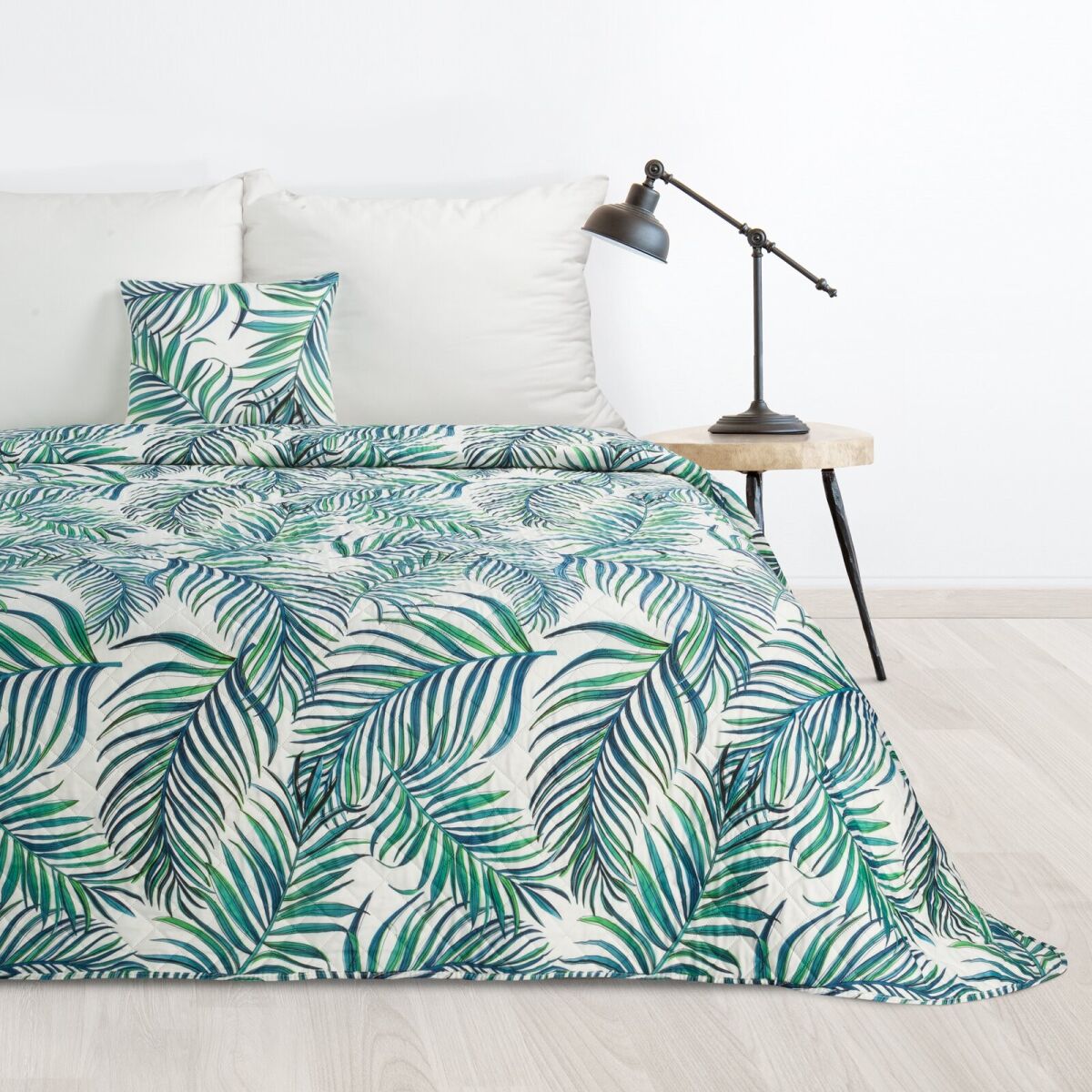 Voodikate D91 Palms 02 Valge 220 x 240 cm