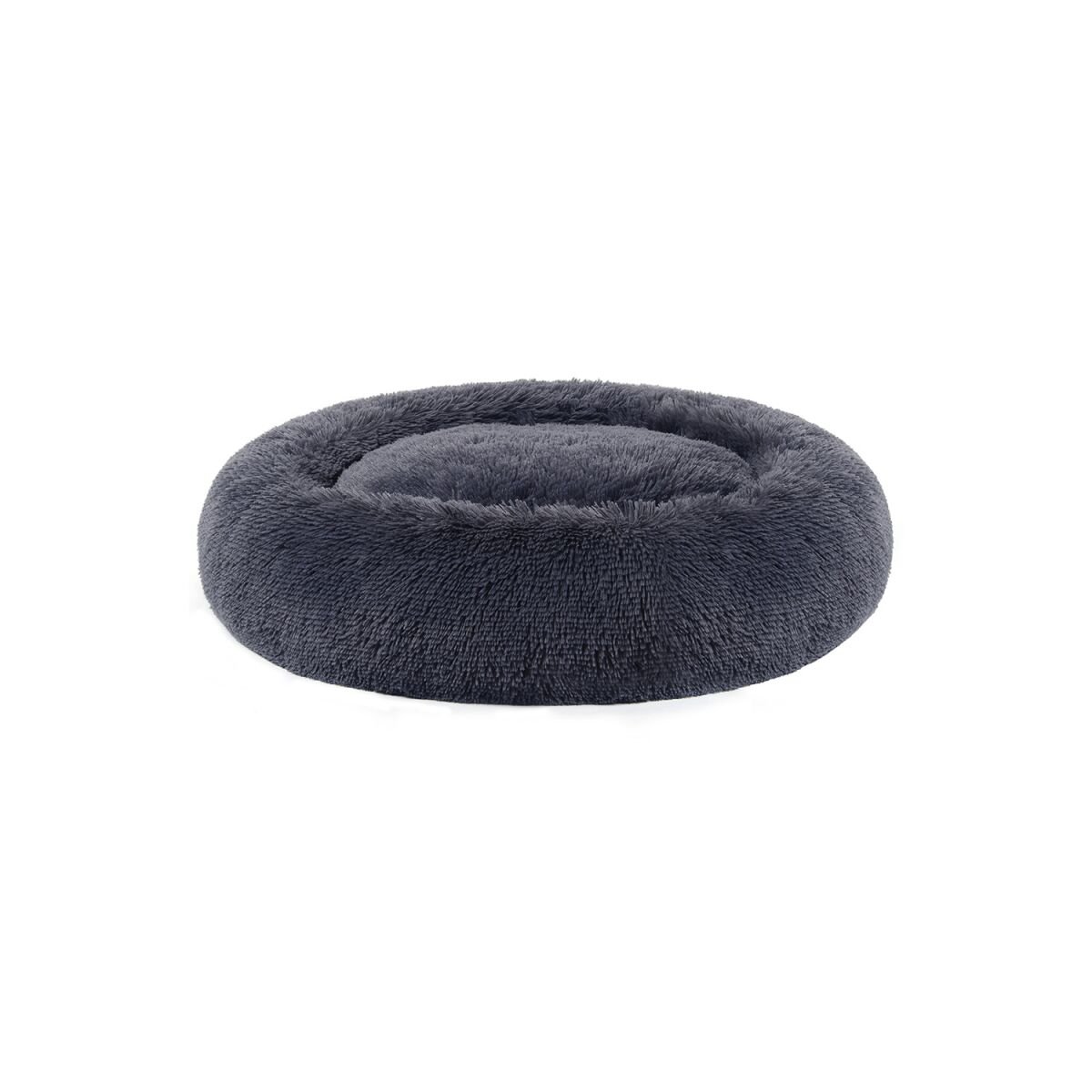 Dog Bed Fluffy with Donut Cushion Dark Gray