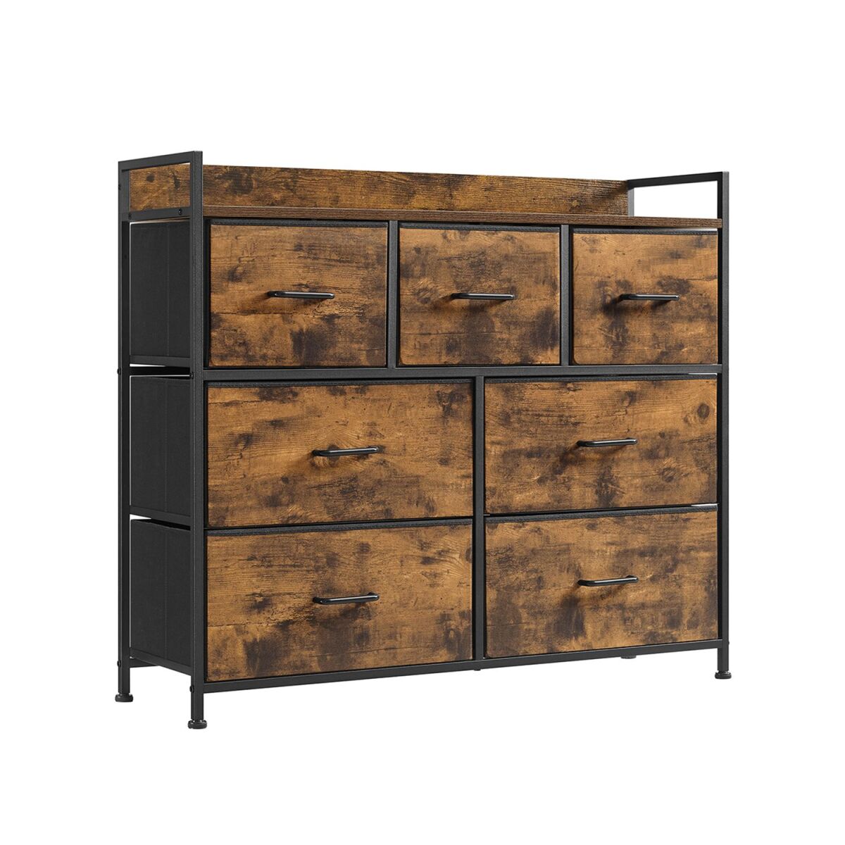 Industrial-Style Dresser with 7 Fabric Drawers