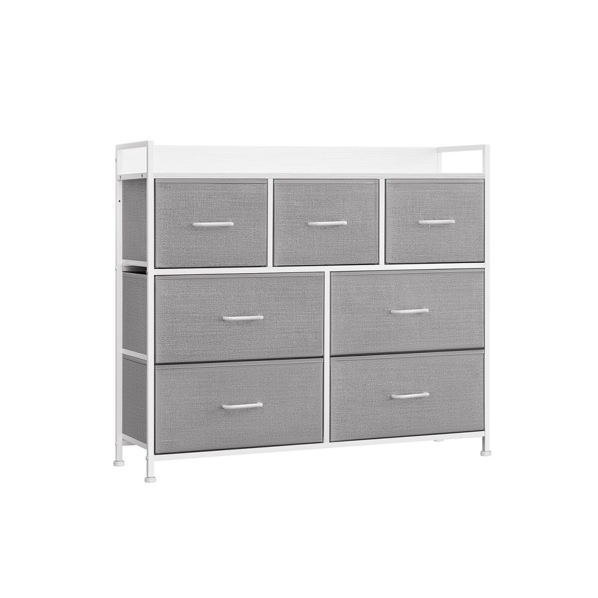 Chest of Drawers with 7 Fabric Handles – Dove Gray & Cloud White