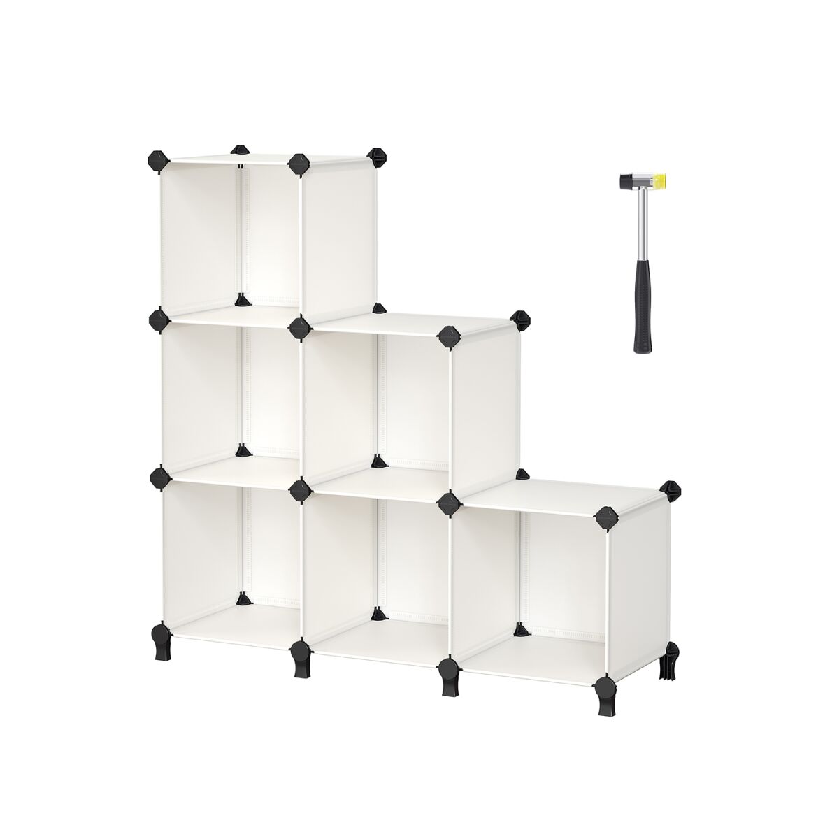 Stackable Shelf Unit with 6 Compartments, Cream White, 93 x 31 x 93 cm