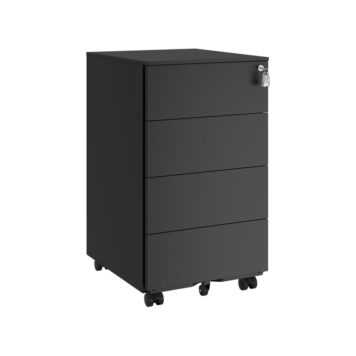 Rolling Storage Cabinet with 4 Drawers and Wheels in Ink Black