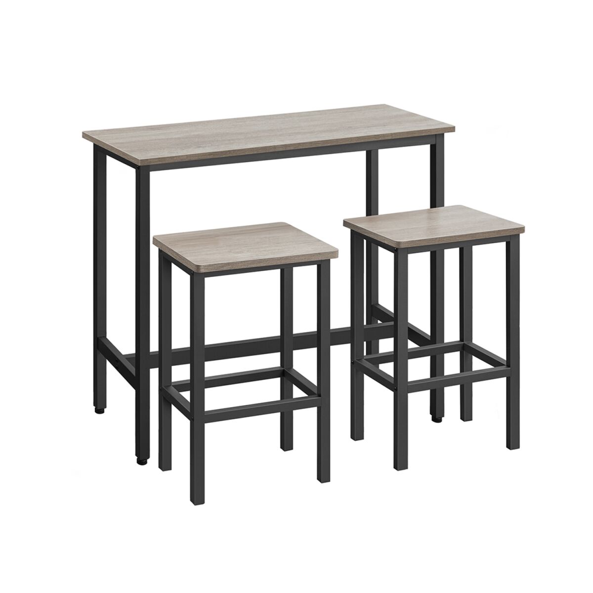 Bar Table Set with Bar Stool in Greige Melange and Ink Black