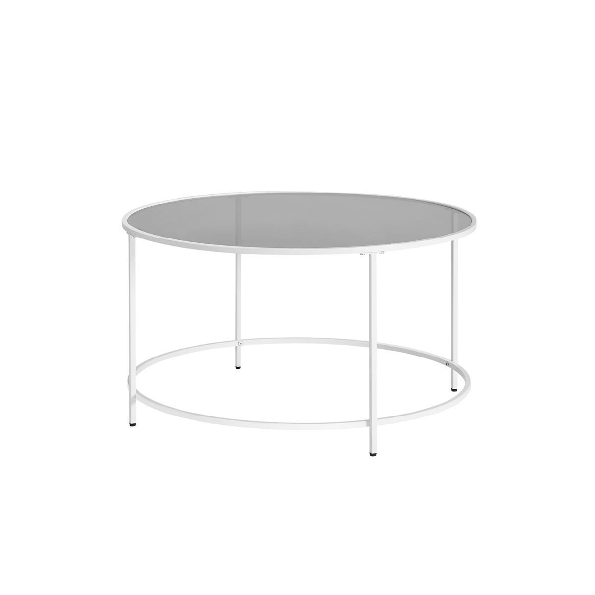 Round Coffee Table with Steel Frame in Pearl White and Slate Gray