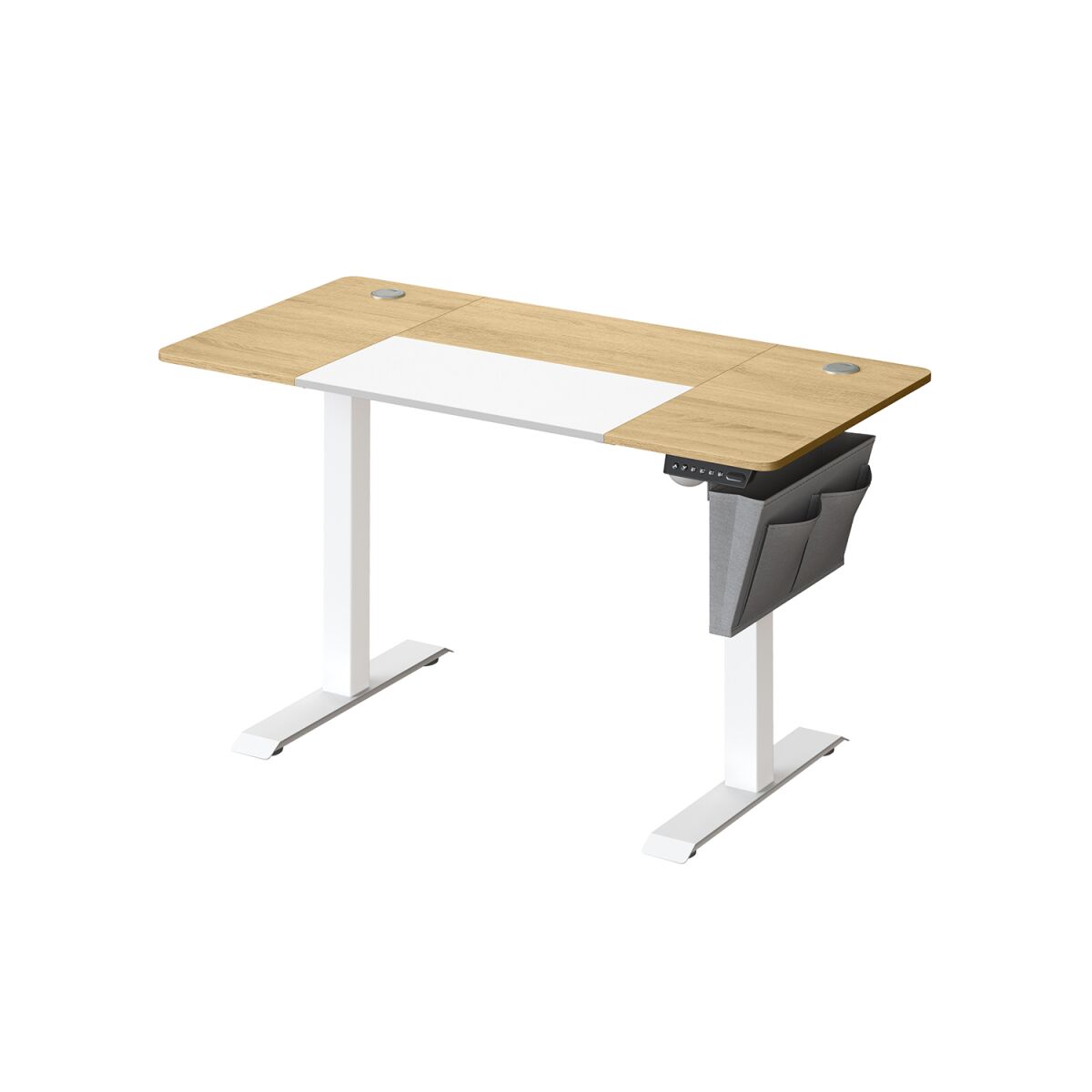 Adjustable Electric Desk in Pastel Yellow with White Base