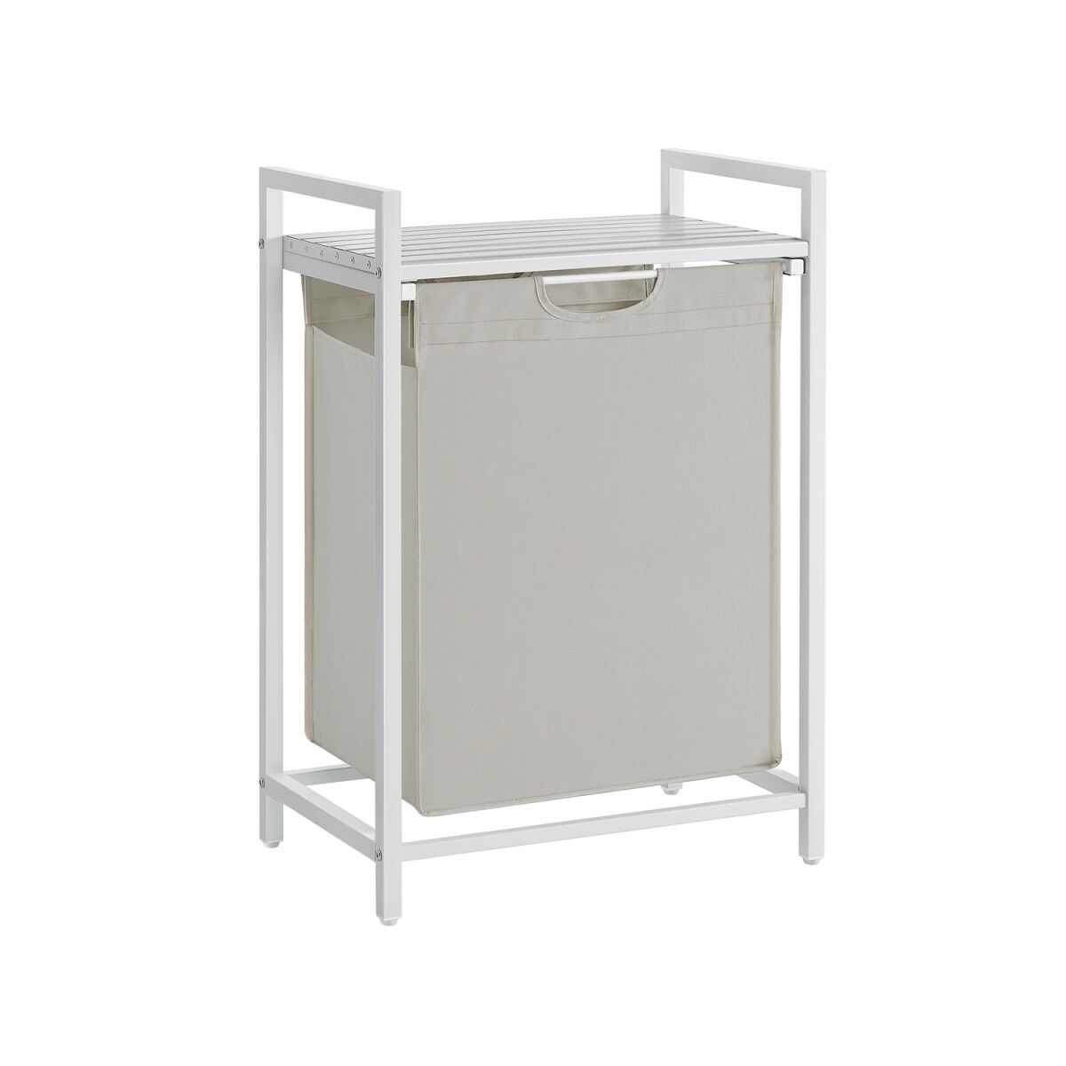 Laundry Collector with Removable Shelf, Metal Frame, White