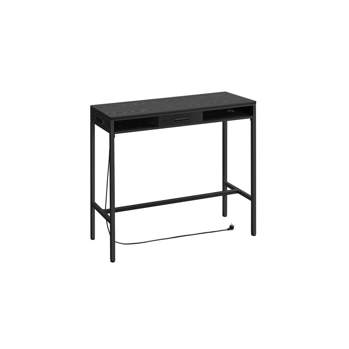 Bar Table with Drawer in Ebony Black, 40 x 120 x 104.6 cm