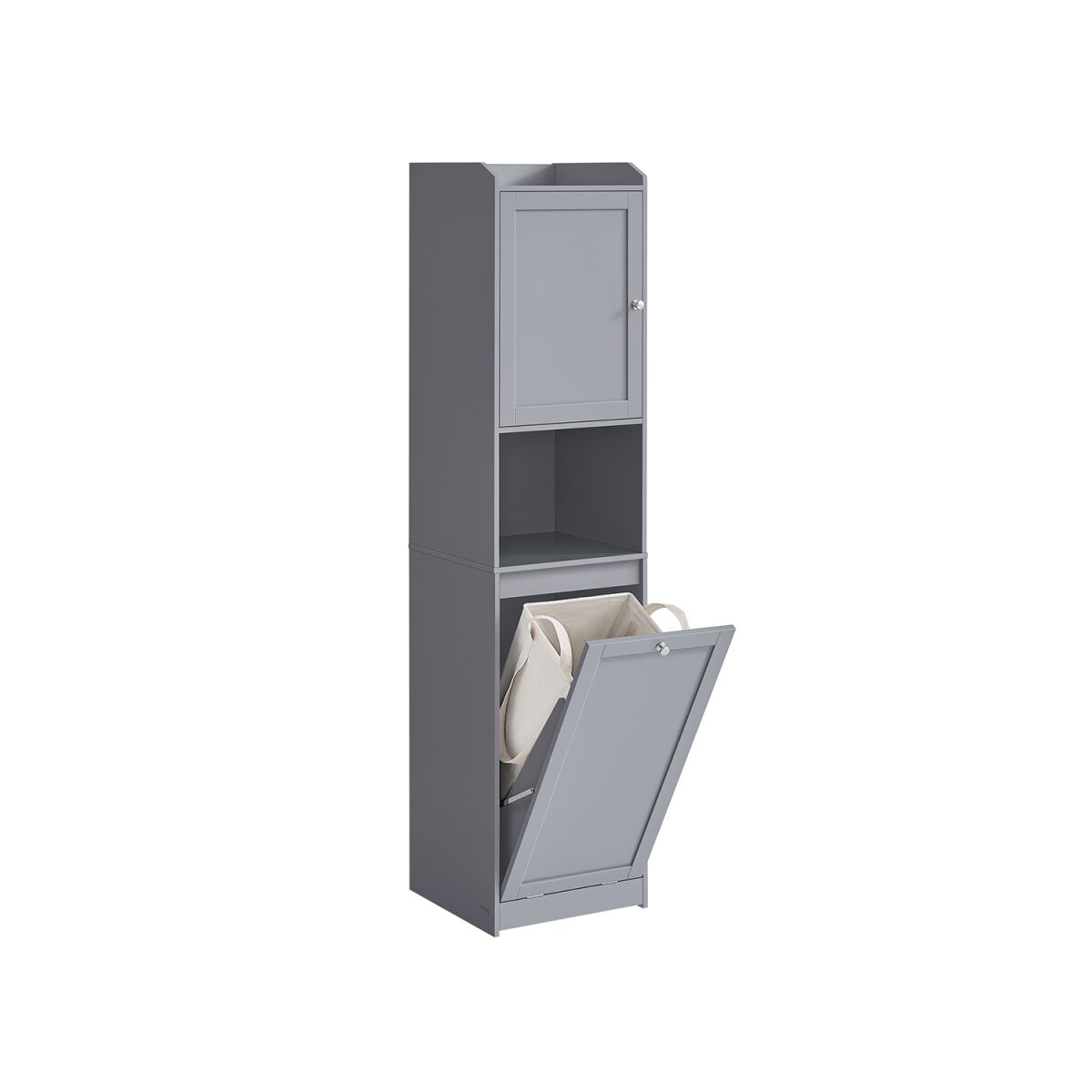 Bathroom Cabinet with Laundry Hamper and Handles Dove Gray