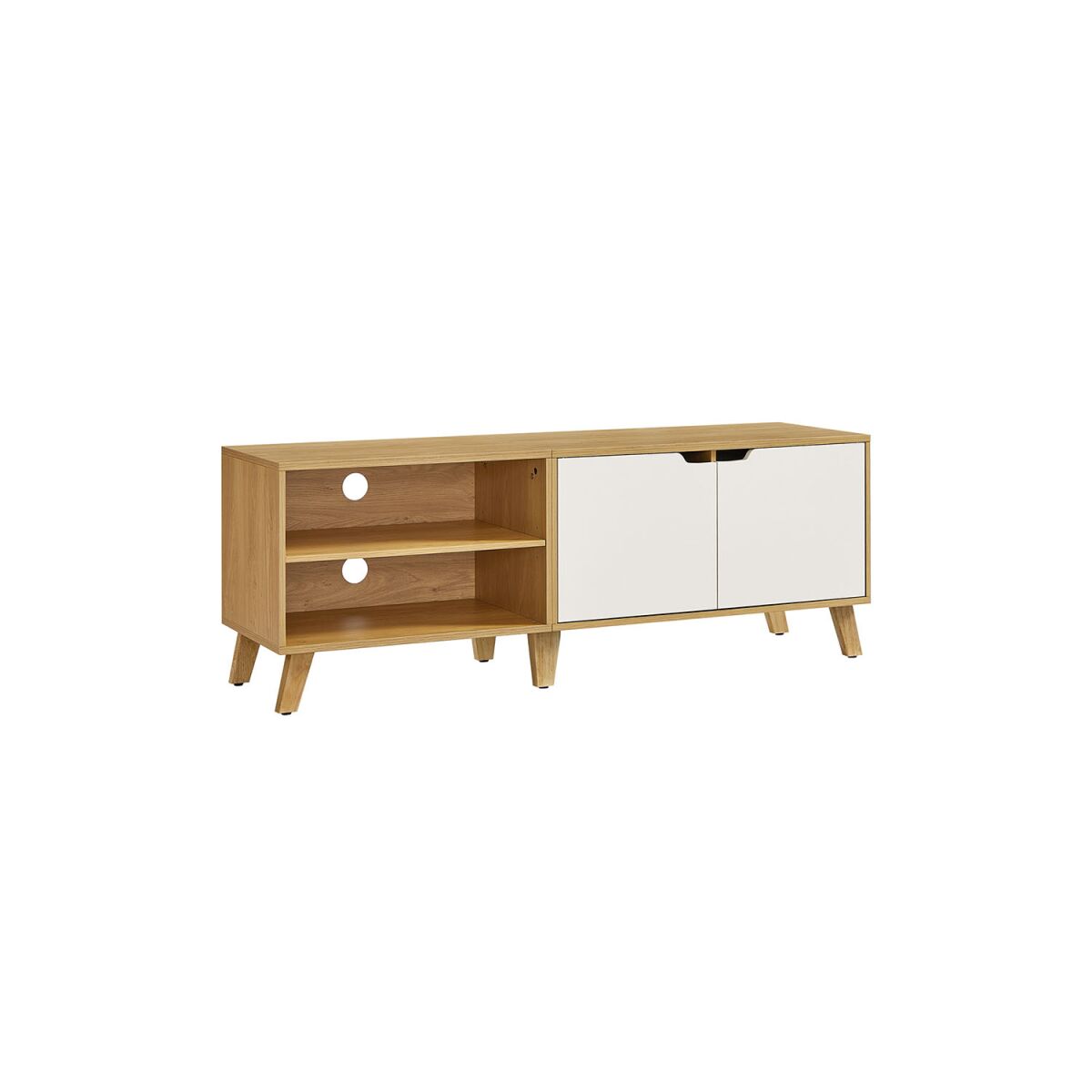 TV Stand, Nature Oak and Cream White, 140 cm Long