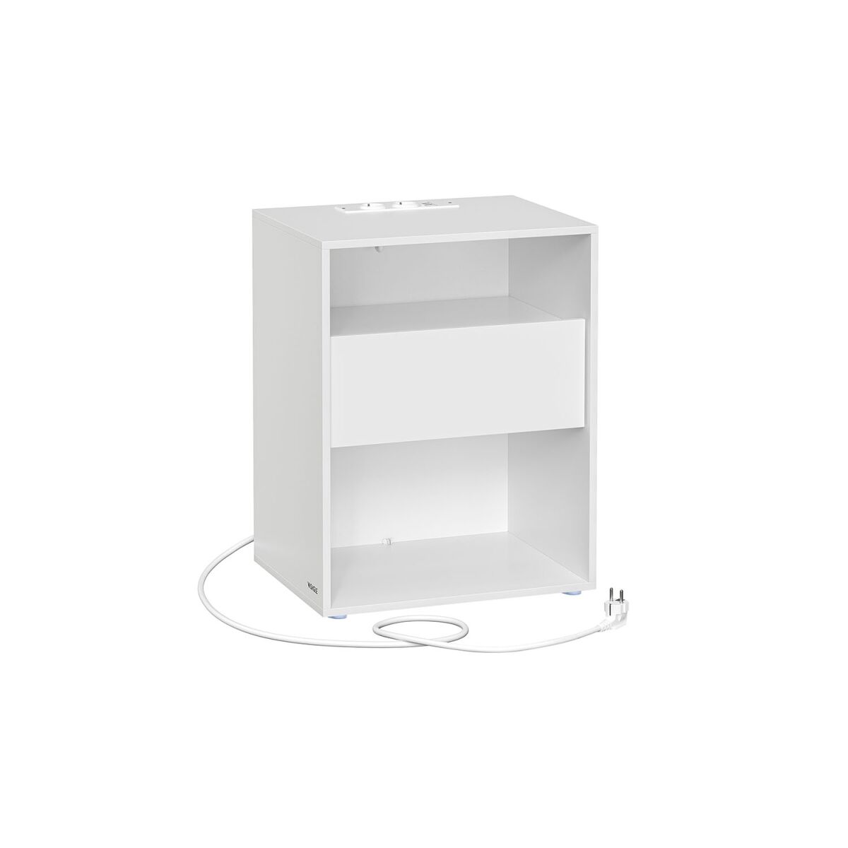 Nightstand with Charging Feature and Drawer in Matte White