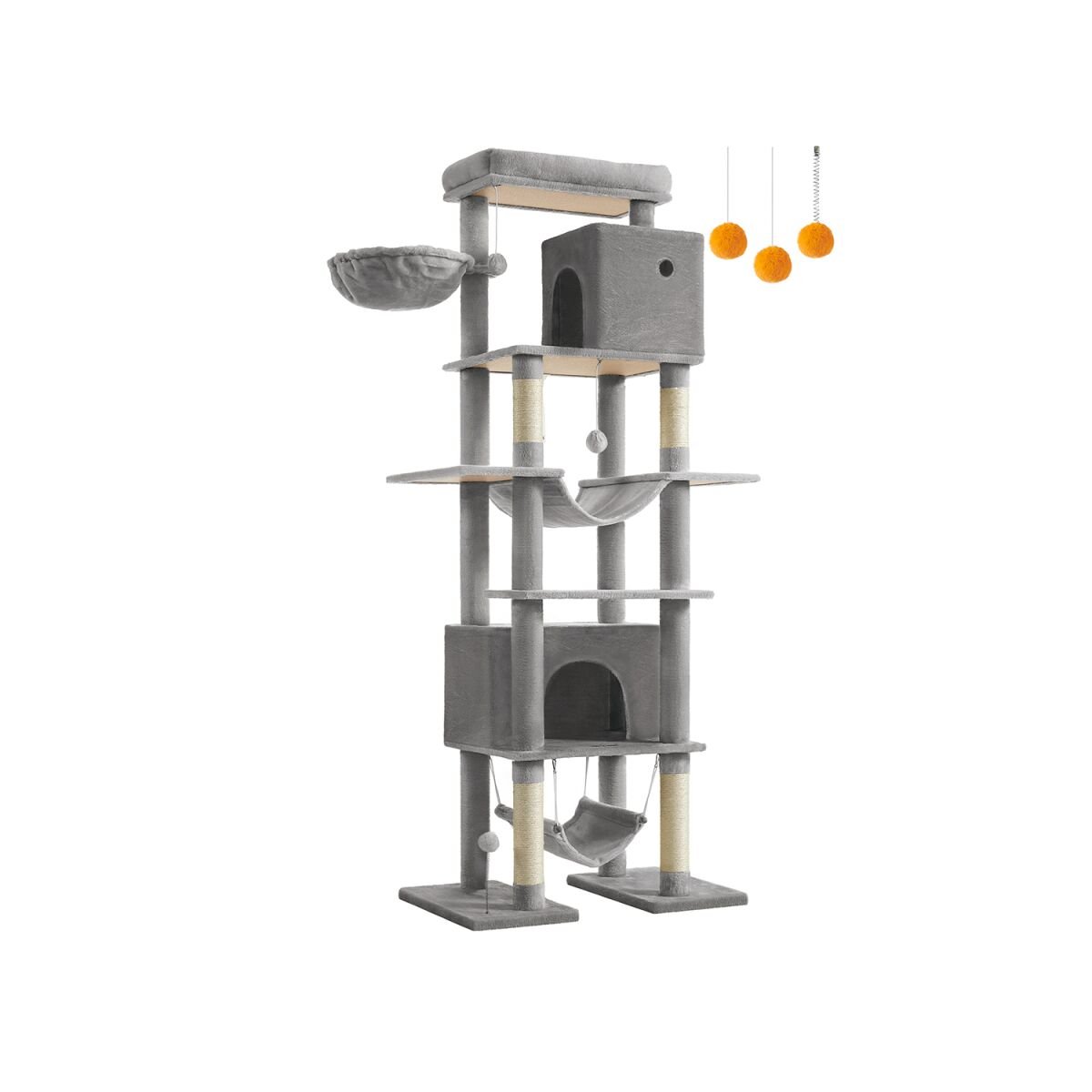 Cat Tree Large 201 cm Tall with Platform Light Grey