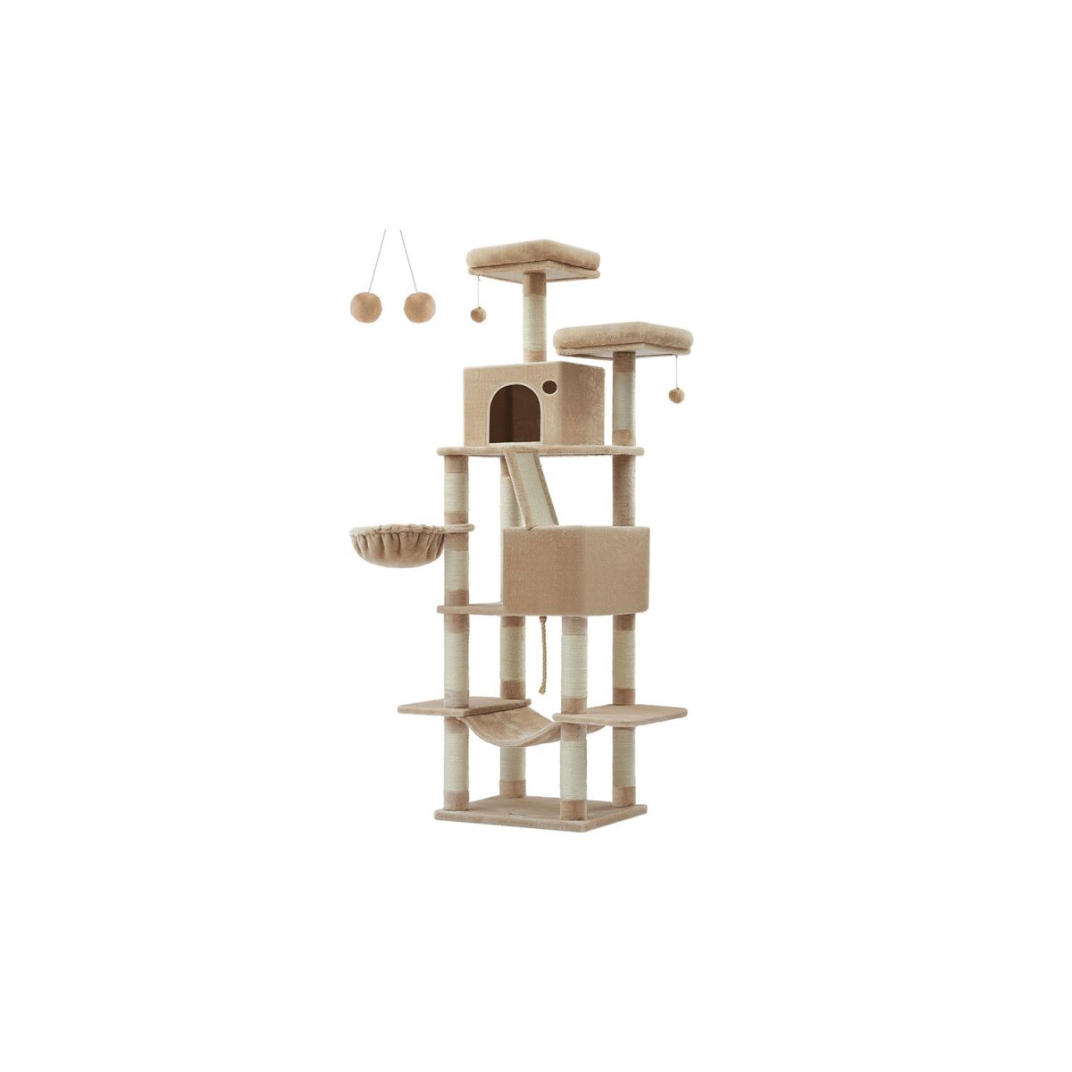 Cat Tree Large 206 cm Tall Multi-Level Camel Brown