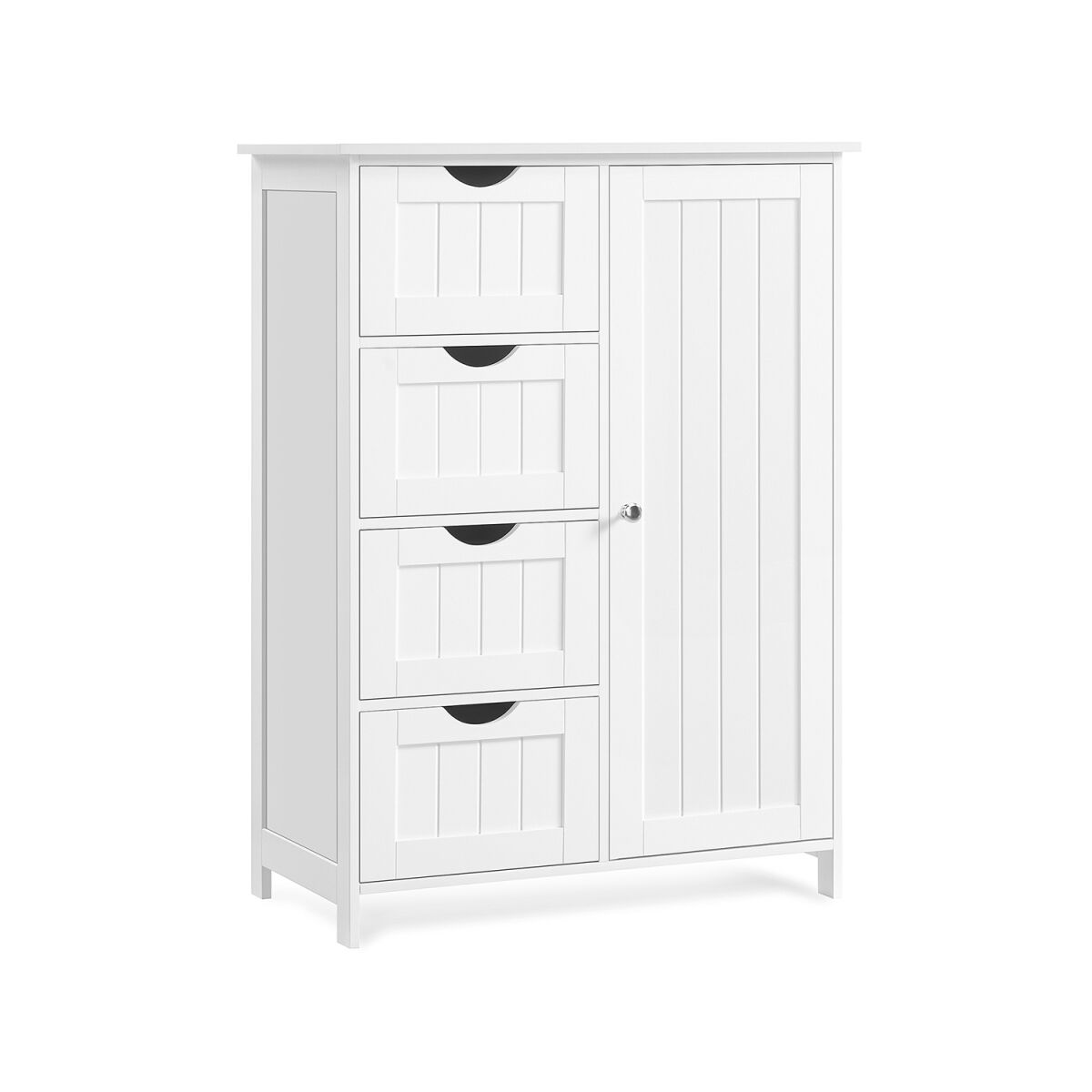 Narrow Bathroom Cabinet with 4 Drawers in Cloud White