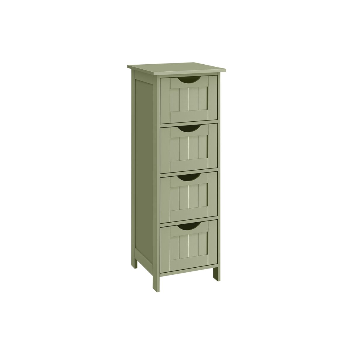 Bathroom Cabinet with 4 Drawers, 30 x 30 x 82 cm, Laurel Green