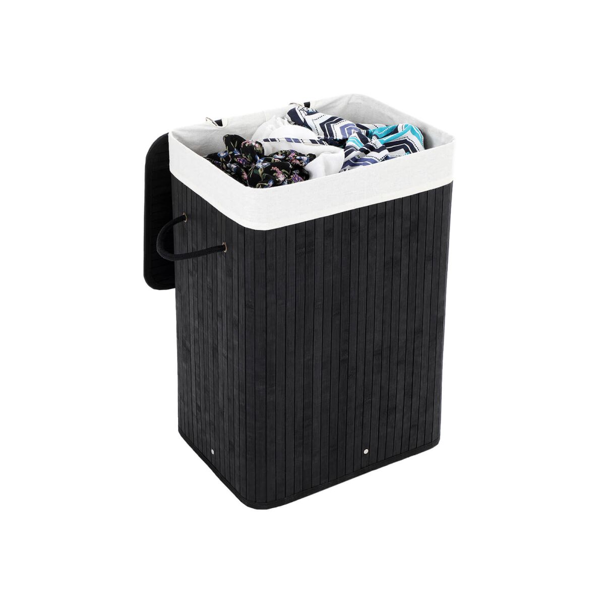 Laundry Basket Bamboo 72L Black