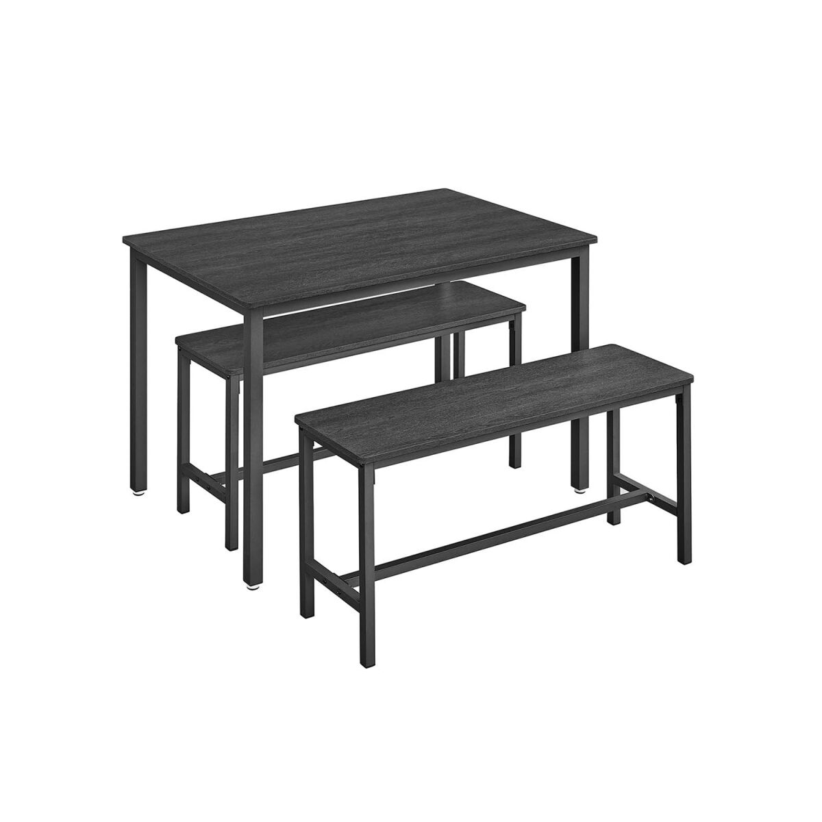 Dining Table with 2 Benches 3-Piece Set Ash Black-Ink Black