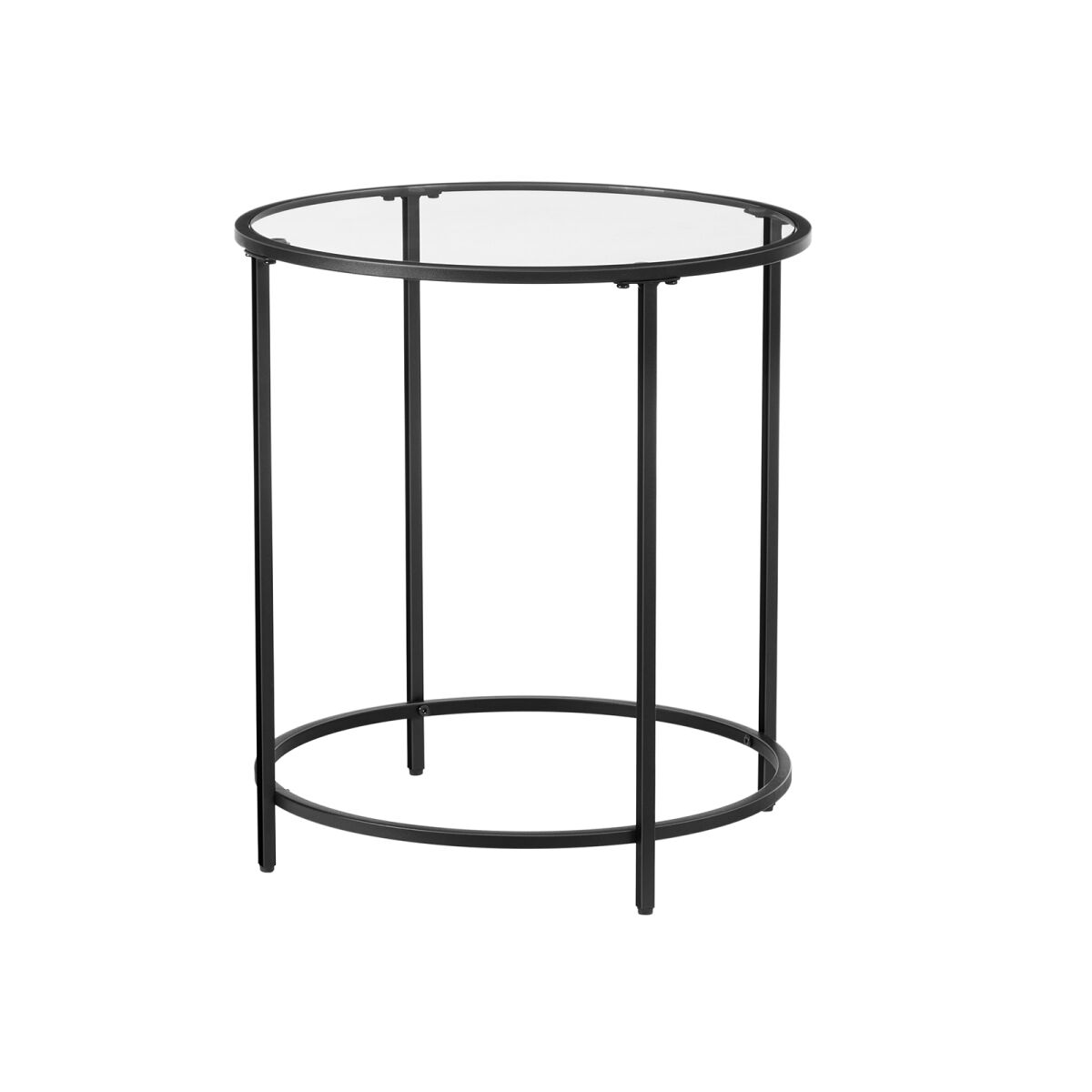 Round Side Table with Metal Frame Black