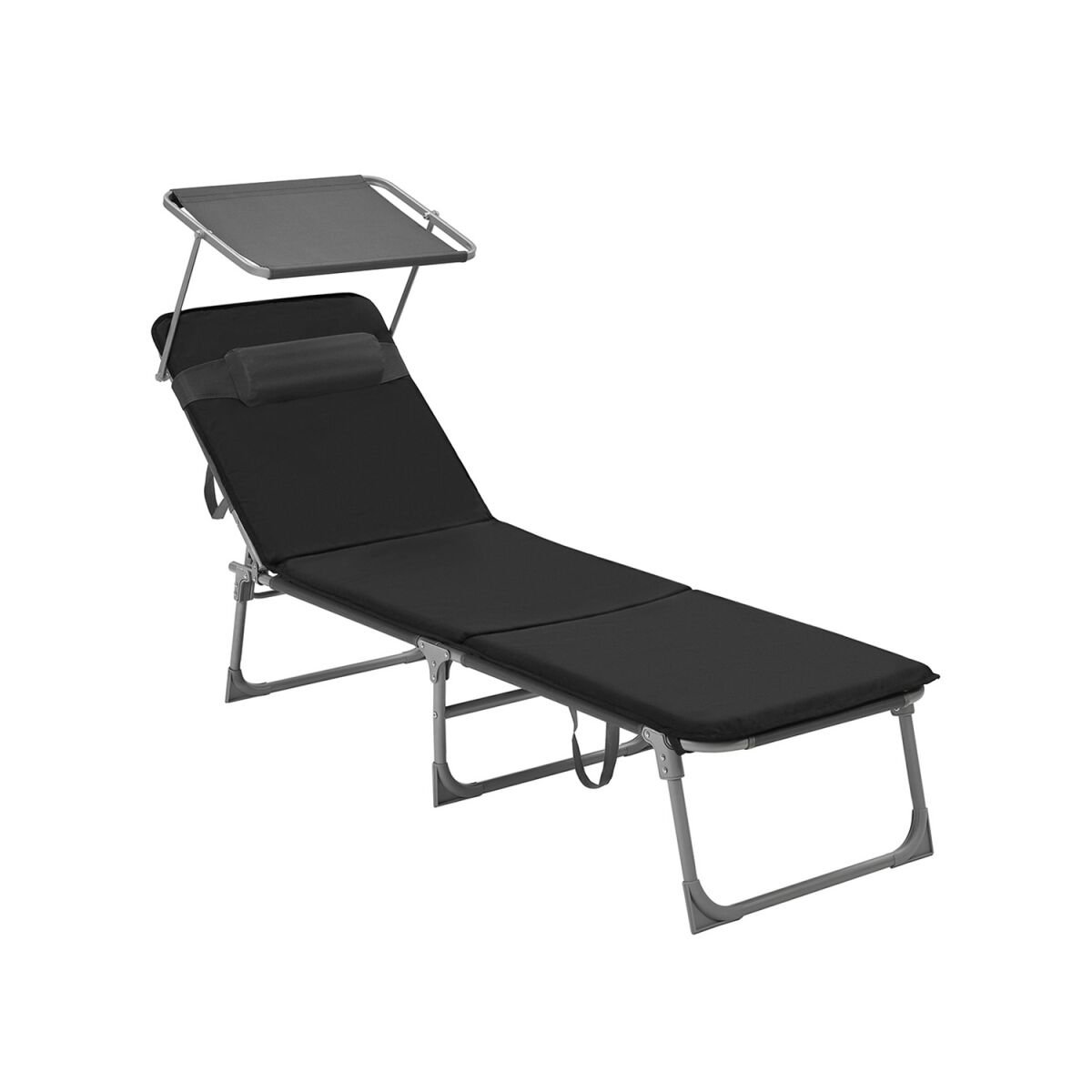 Sun Lounger with Cushion and Canopy