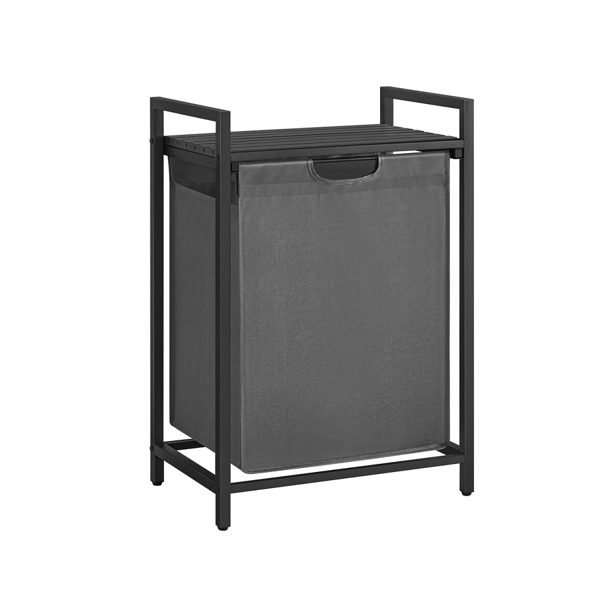 Laundry Collector with Shelf Metal Frame Black-Grey