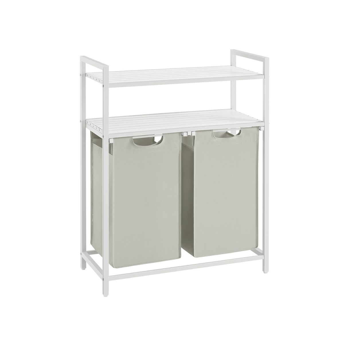 Laundry Basket Duo 46L with Dual Shelves – White