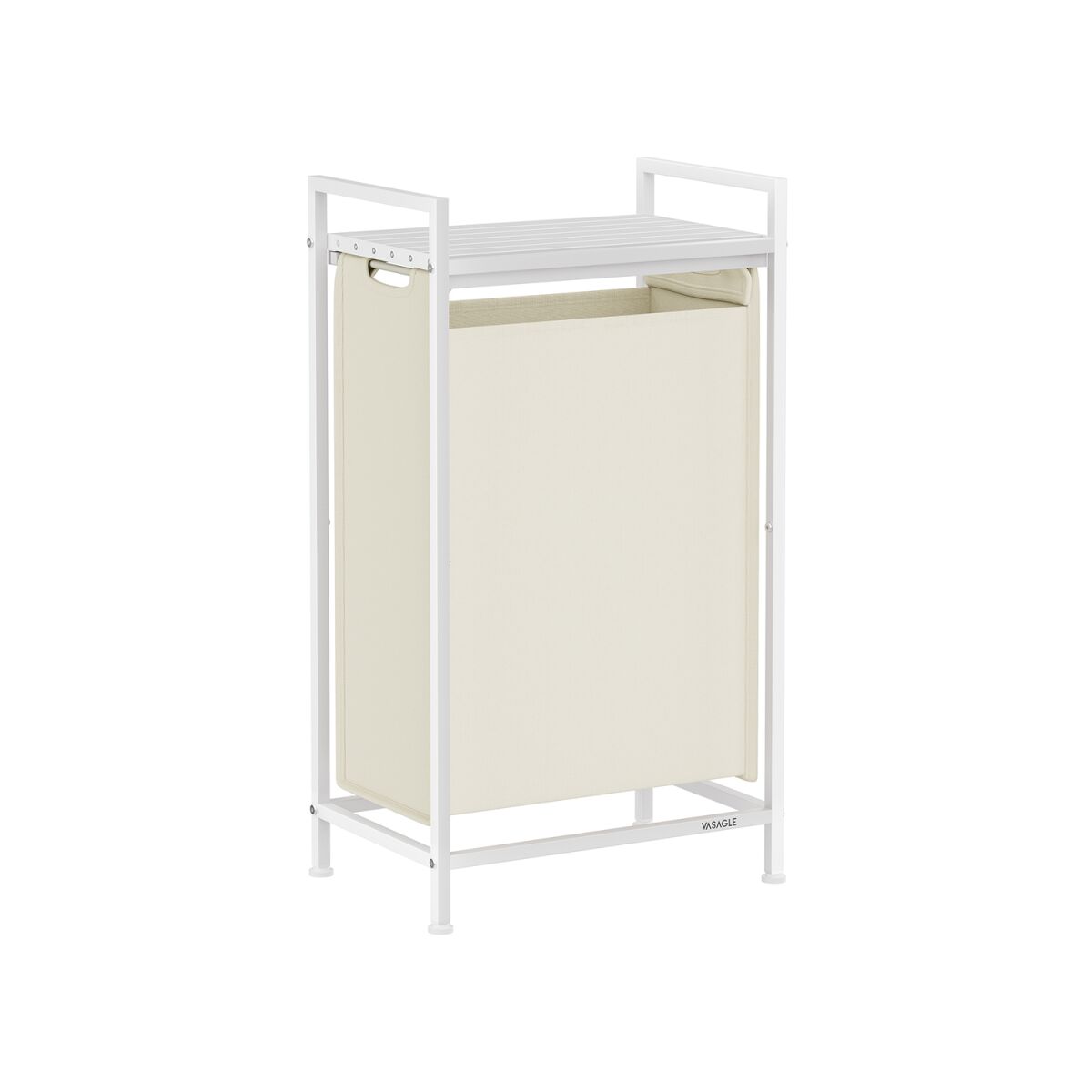 Laundry Basket with Shelf in Cream White and Cloud White