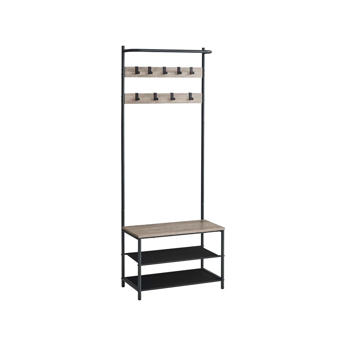 Coat Rack with 9 Hooks, 32.2 x 64 x 180 cm, Vintage Brown-Black