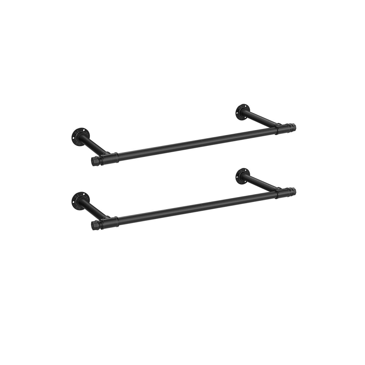 Wall-Mounted Clothes Rack Set of 2, 30 x 84 x 7 cm, Black