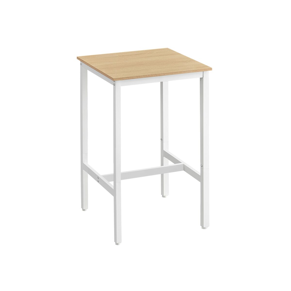 Bar Table with Steel Frame, 60 x 60 x 92 cm, Oak Beige-White