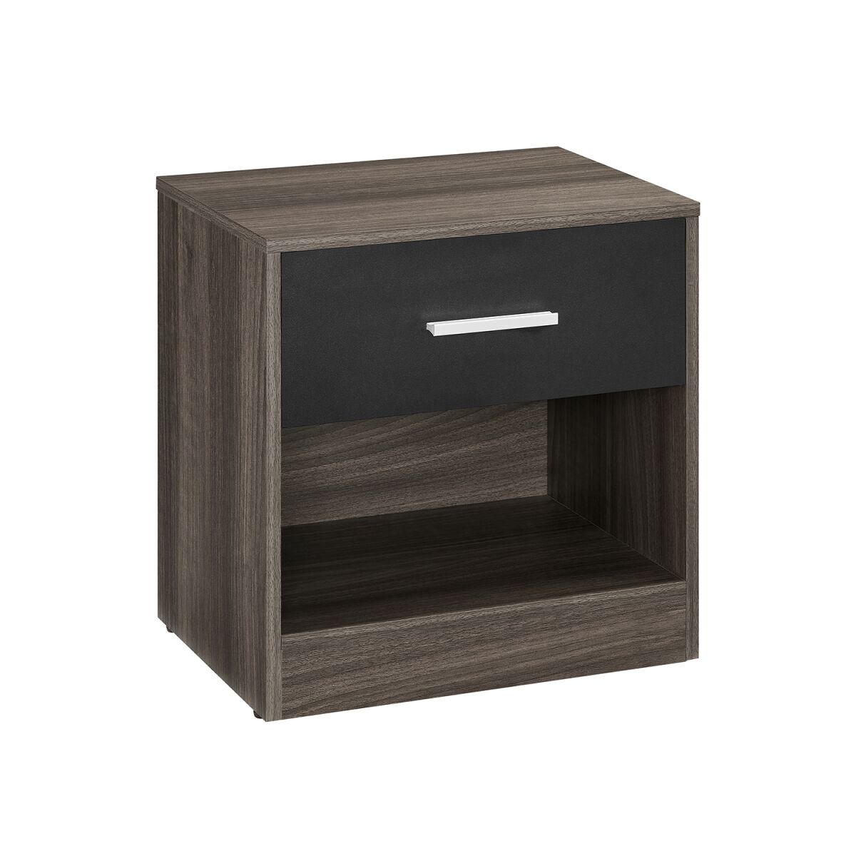 Bedside Table with Drawer for Bedroom in Chestnut Brown and Ink Black