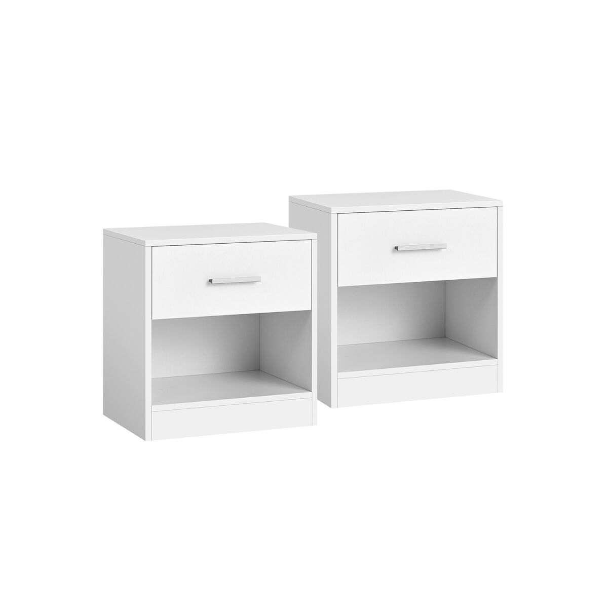 Bedside Table Set of 2 in Natural Beige and Classic White