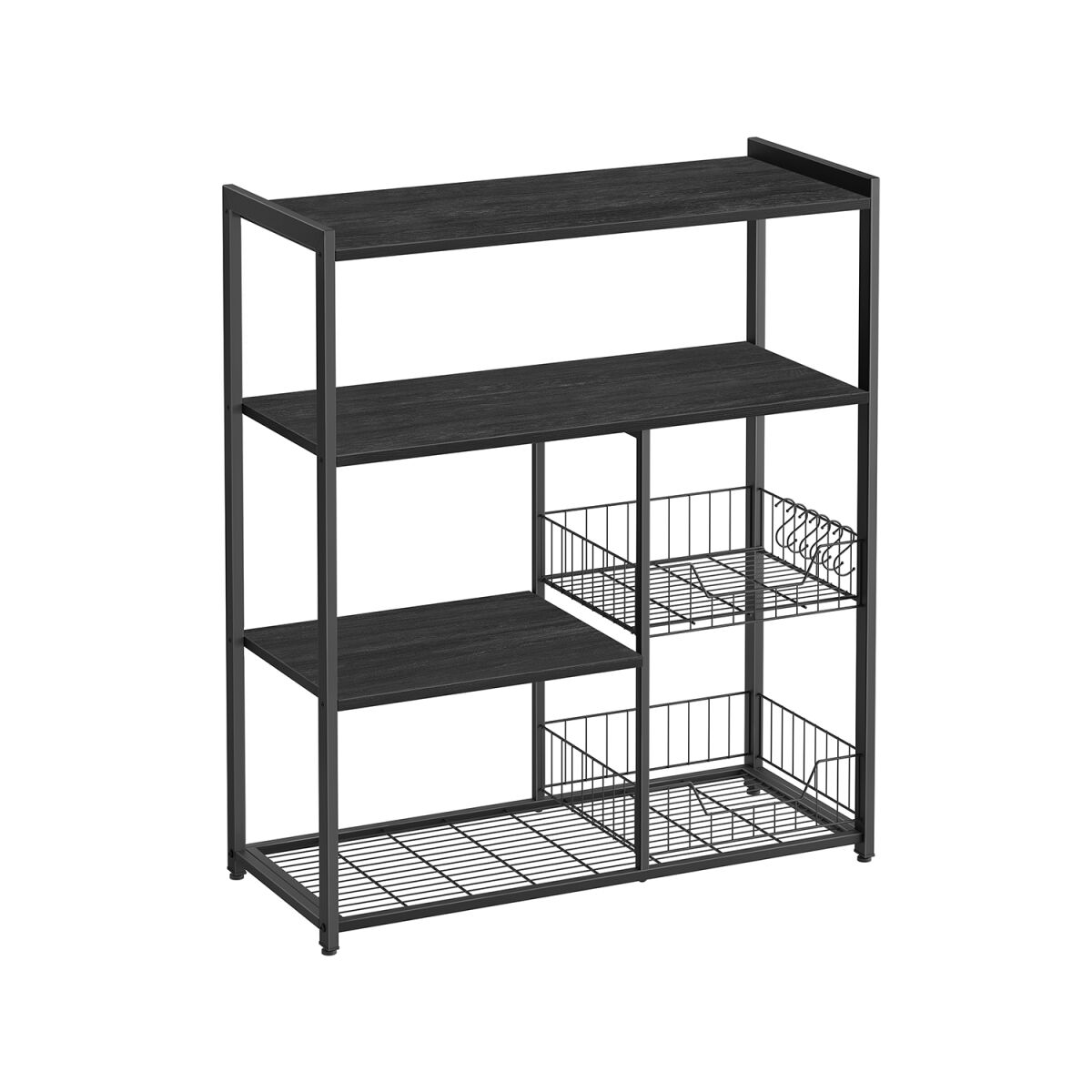 Kitchen Shelf with 2 Metal Baskets and Hooks