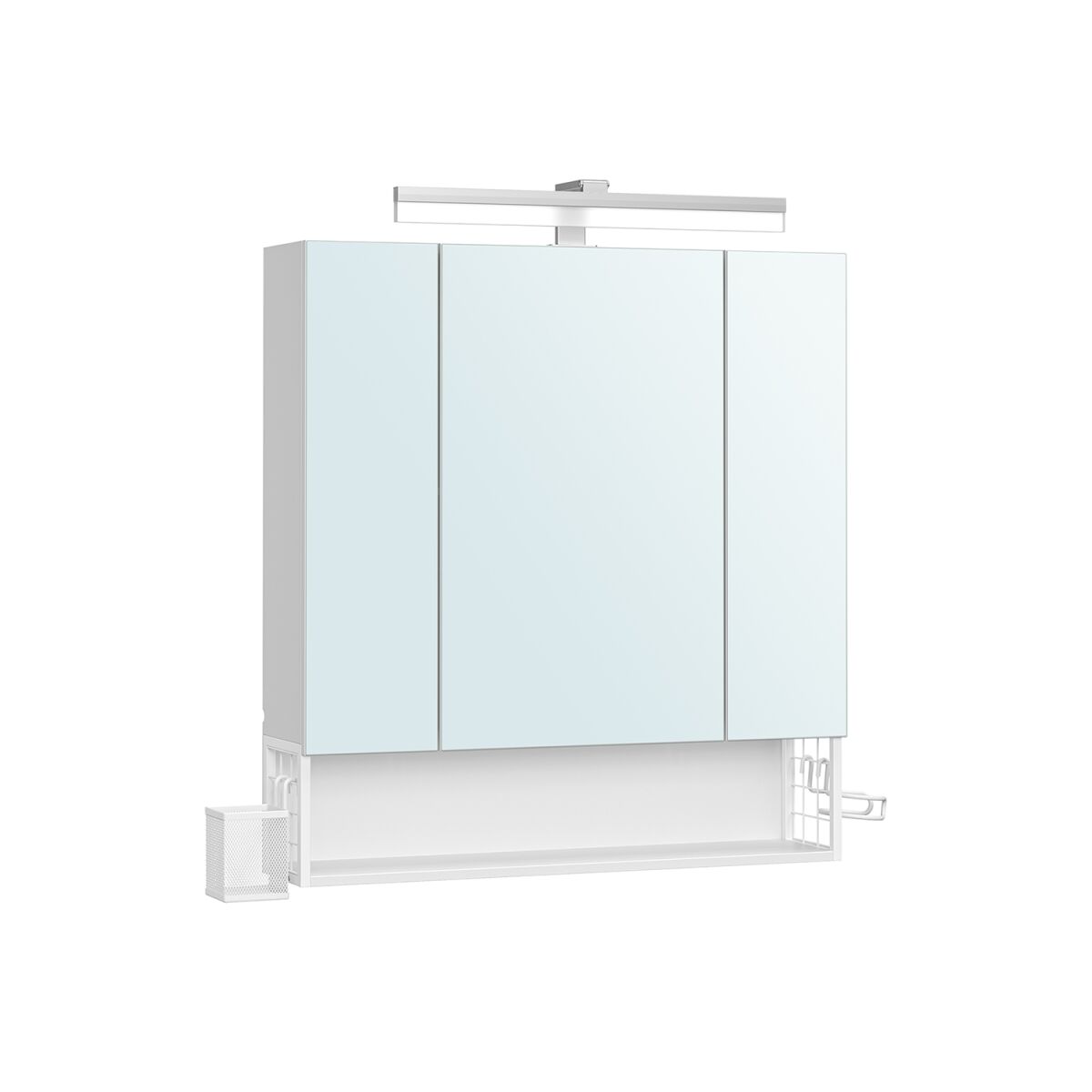 Bathroom Cabinet with Outlets and 3 Doors in Cloud White