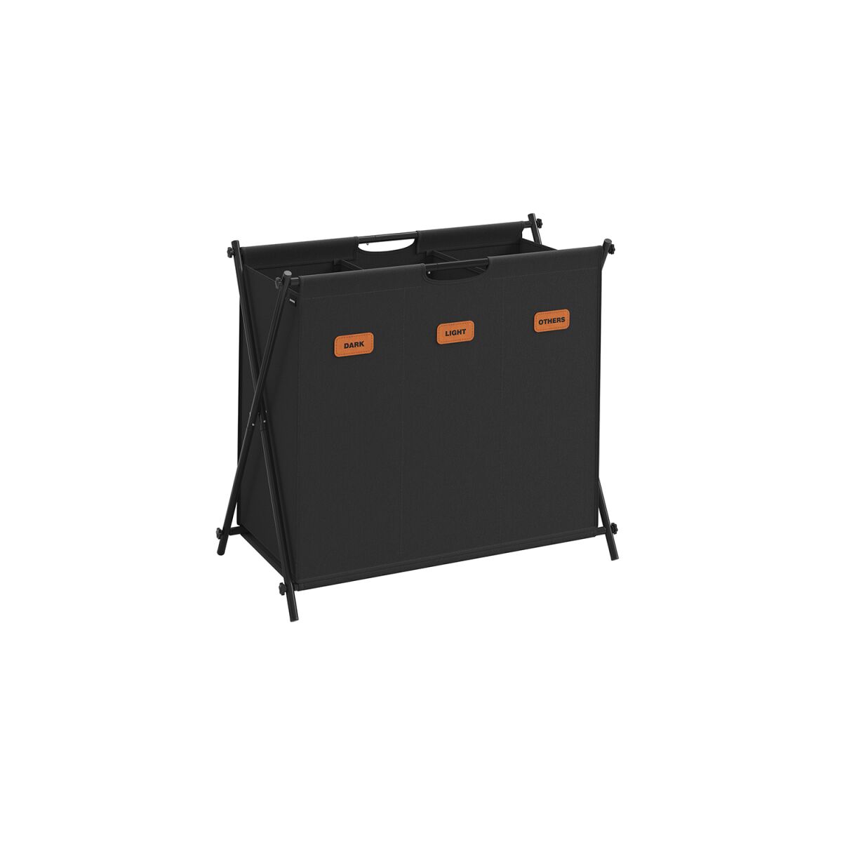 Laundry Basket 135L with 3 Compartments in Ink Black