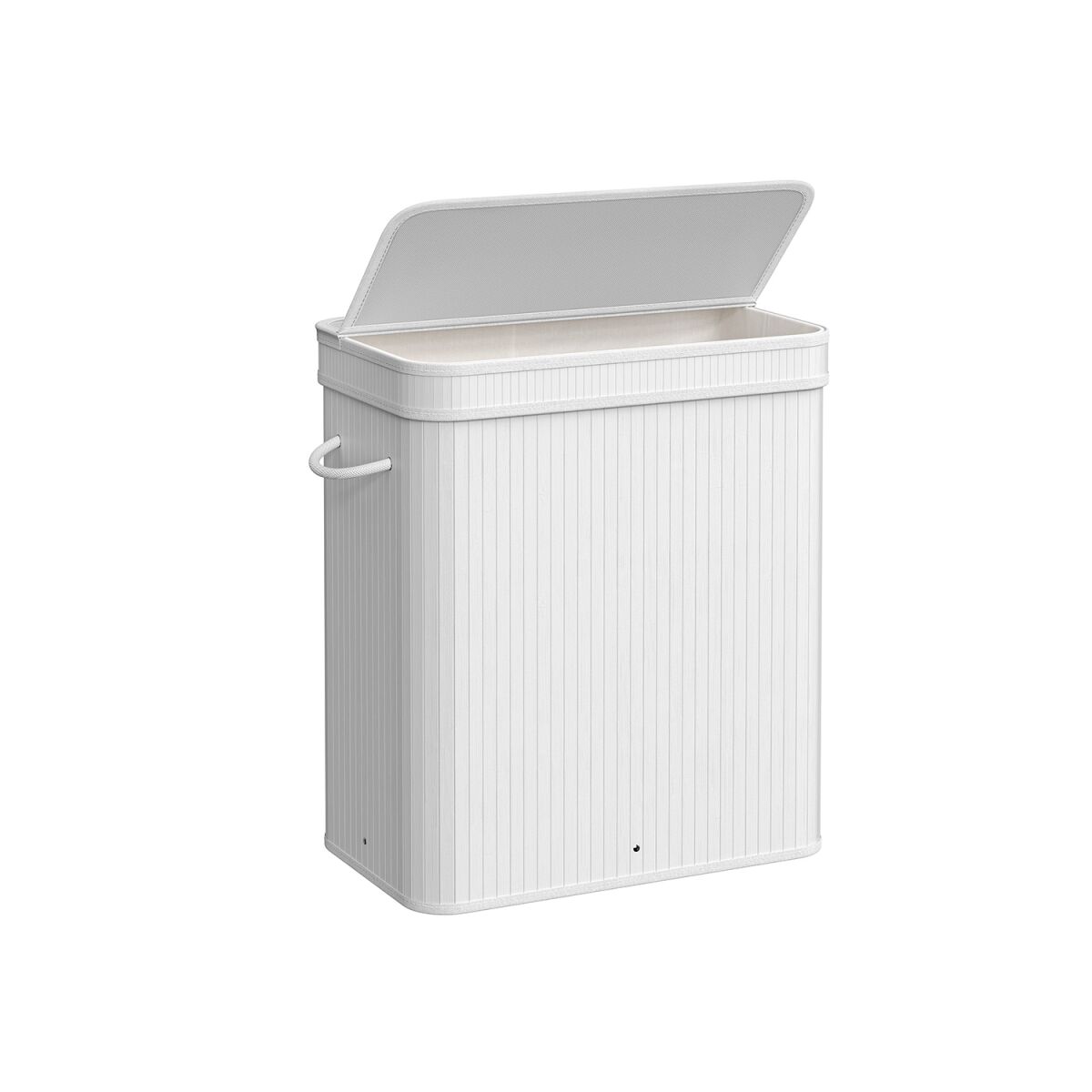 Laundry Basket – Bamboo 100 Litre with Lid and Handles, White