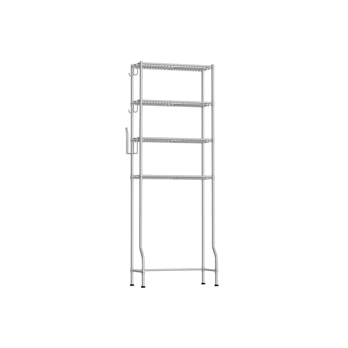 4-Tier Bathroom Shelf with Hooks Dove Gray