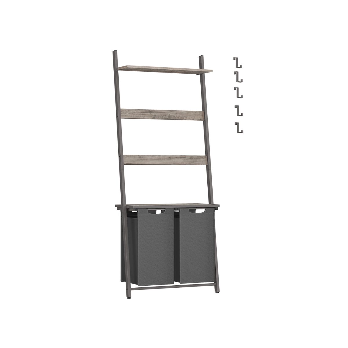 Laundry Basket with Towel Ladder Bathroom Furniture Greige-Grey