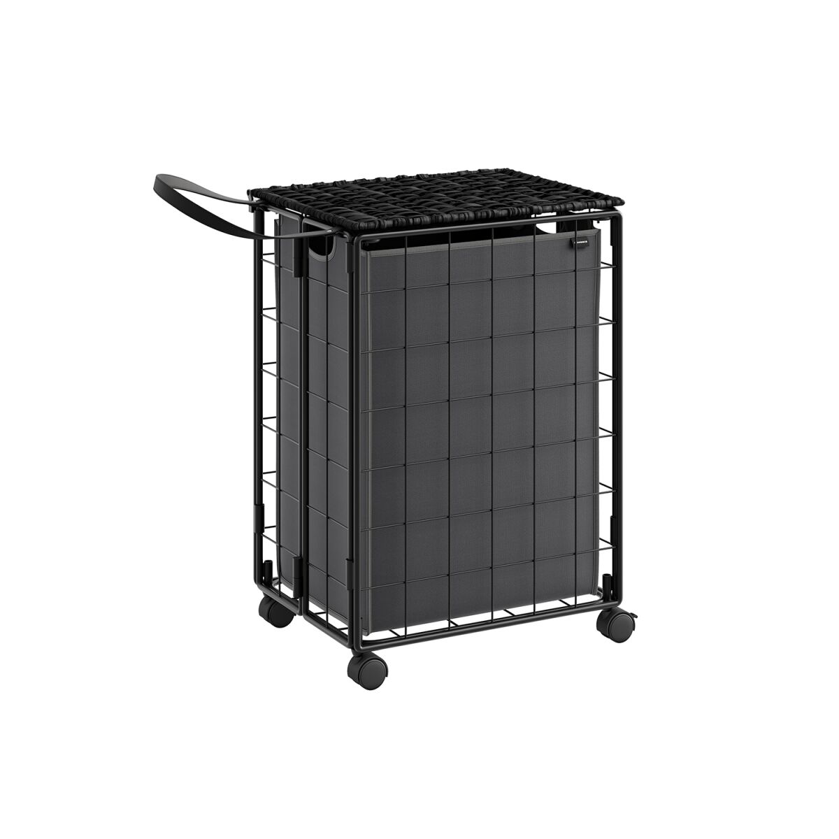 Laundry Hamper with Wheels and Lid, 90L, Ink Black-Slate Gray