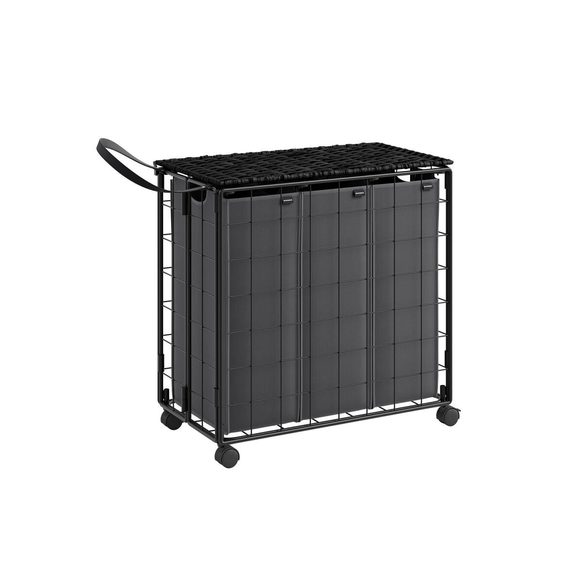 Laundry Basket with Removable Wheels, 130L, Ink Black-Slate Gray