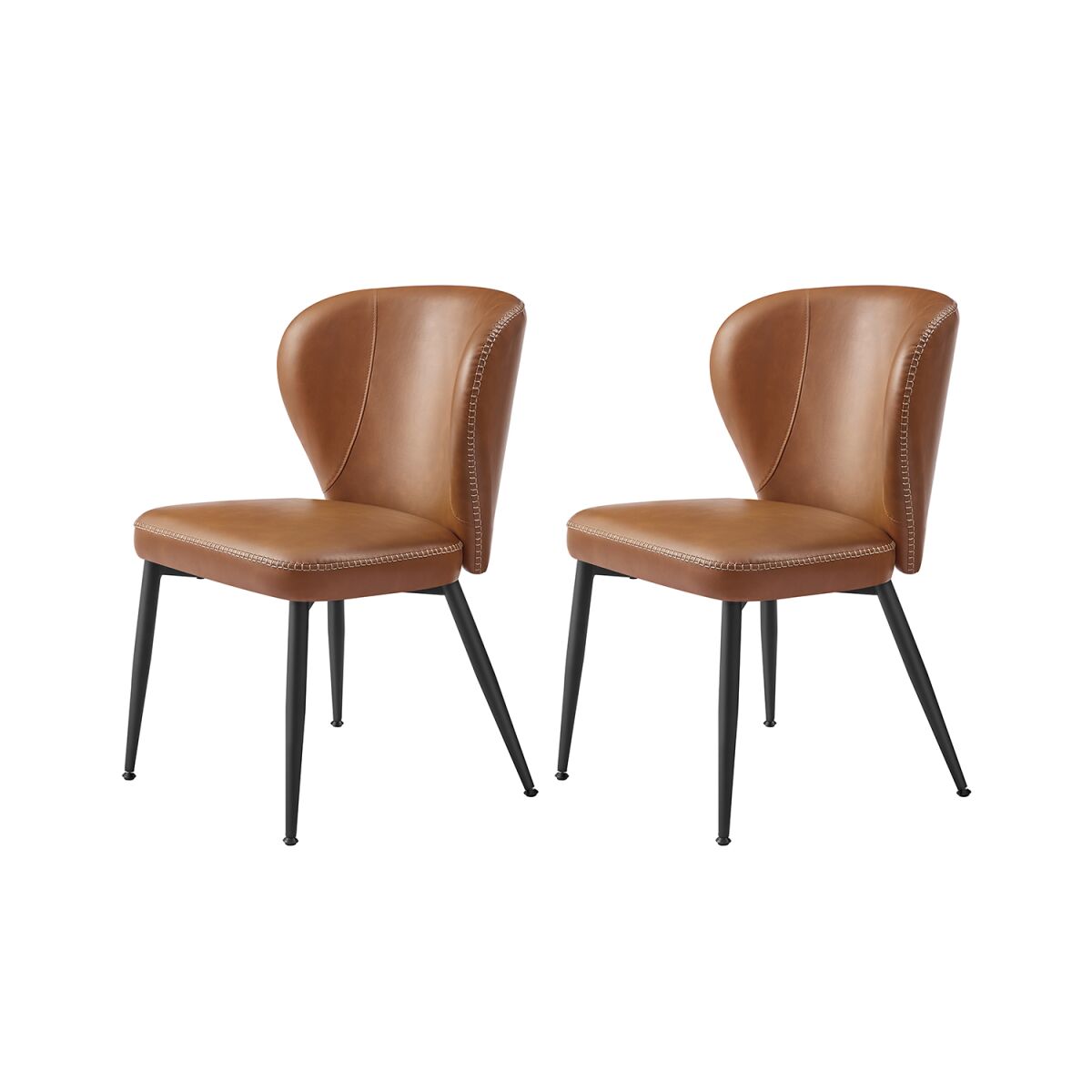 EKHO Collection – Dining Chair Set of 2, Caramel Brown