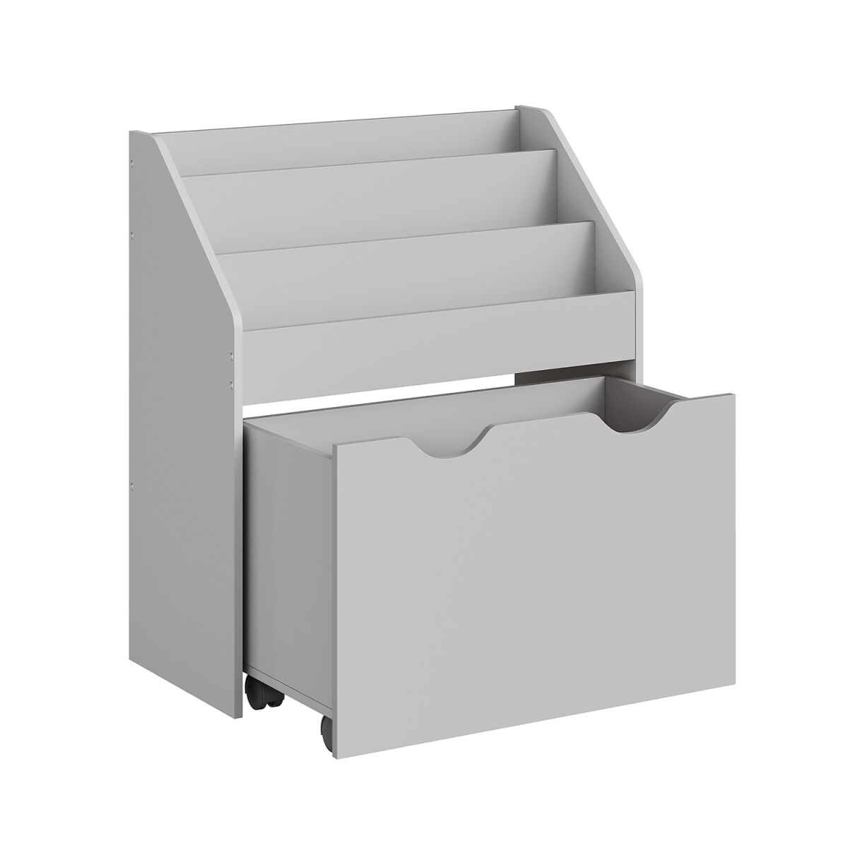 Toy Shelf with 3 Tiers on Wheels in Dove Gray