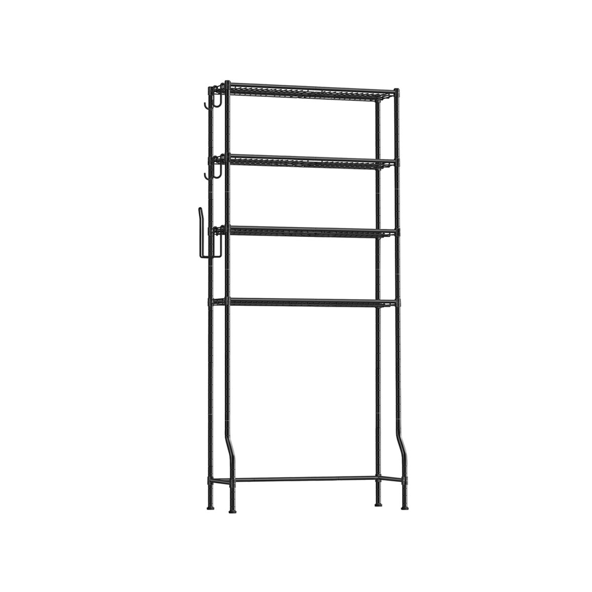 Four-Tier Bathroom Shelf Unit with Adjustable Shelves Black