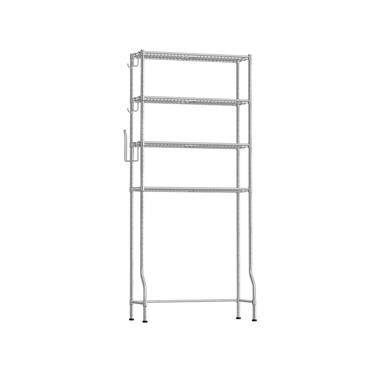 4-Tier Bathroom Shelf with Adjustable Shelves in Dove Gray