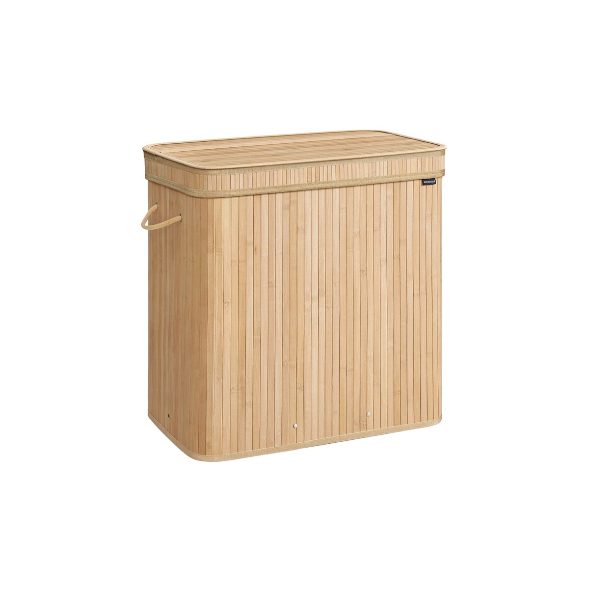 Laundry Hamper with Lid Bamboo 150L Natural Beige