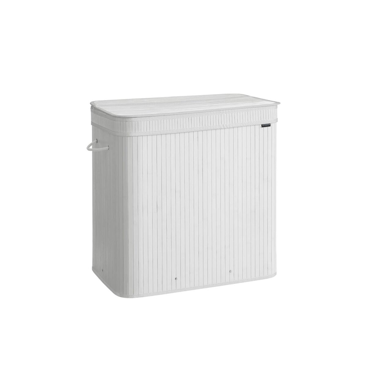 Laundry Hamper with Lid Bamboo 150 Liter Cloud White