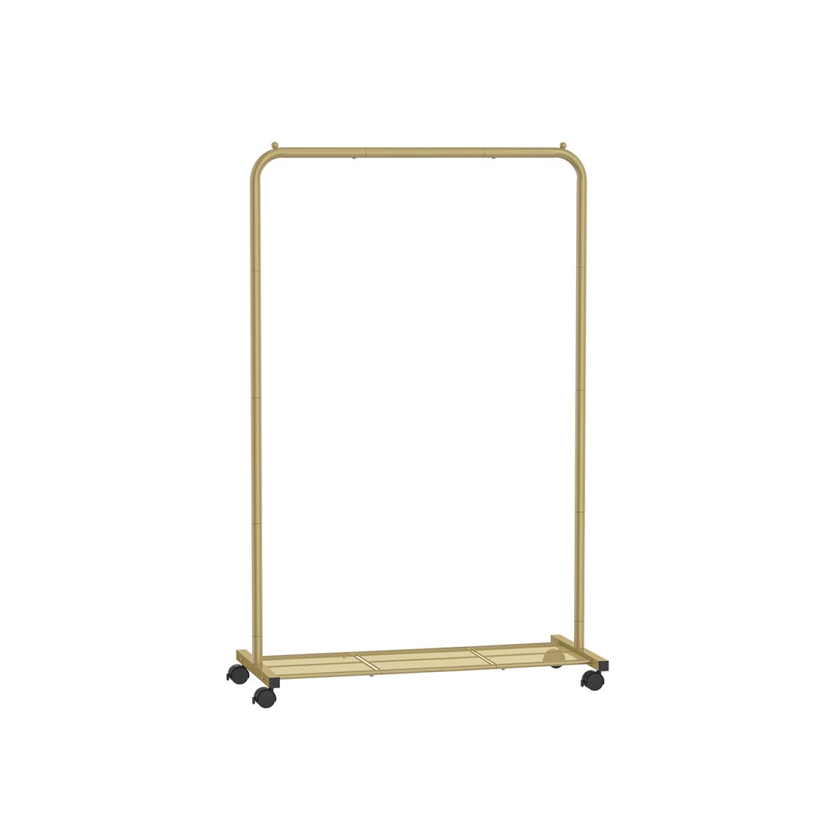 Clothing Rack with Shelf Gold-Colored on Wheels