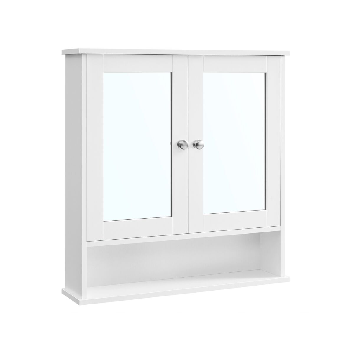 Mirror Cabinet with Open Shelf Wall-Mounted White