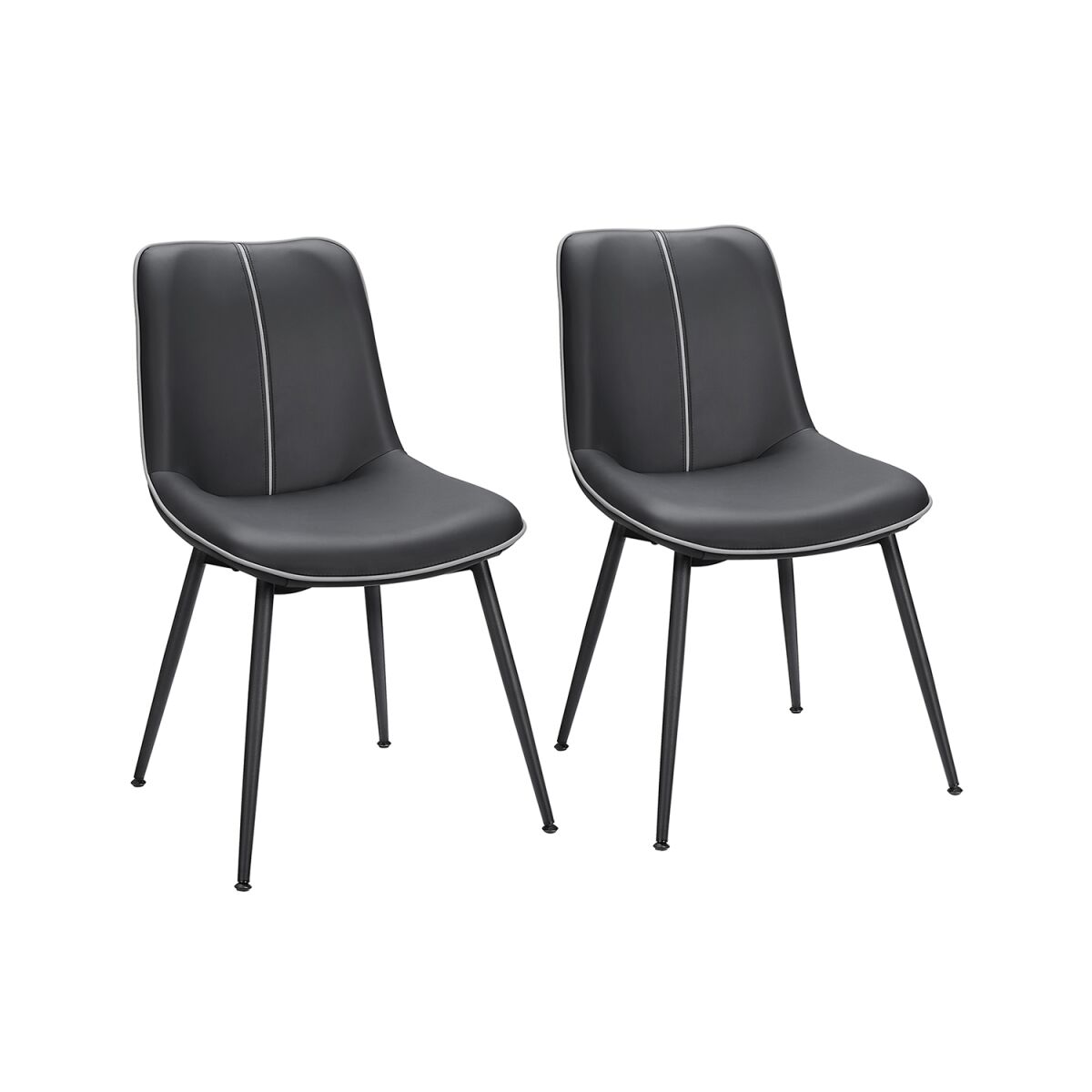 Dining Chair Set of 2 with Backrests in Ink Black