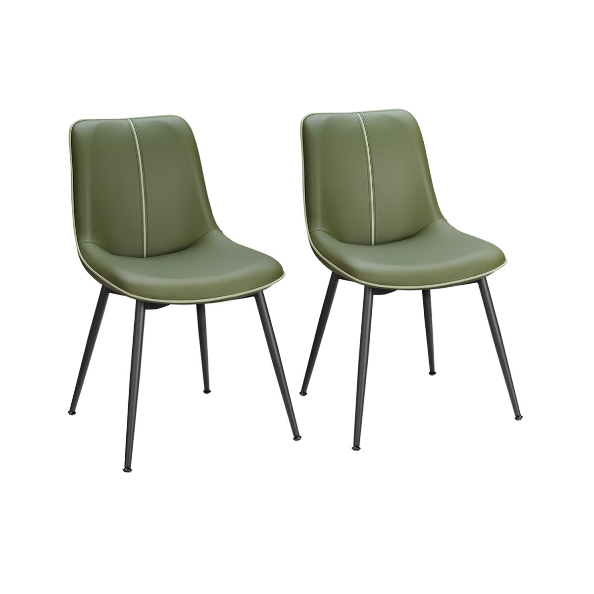 Dining Chair Set of 2 with Backrest, Forest Green